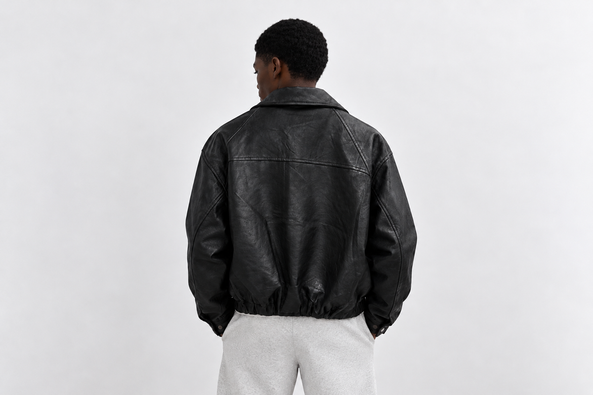 Black Oversized Leather Jacket