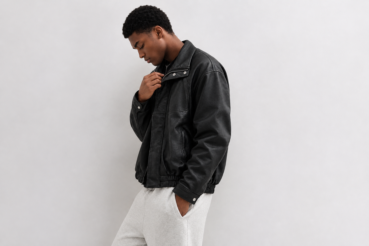 Black Oversized Leather Jacket