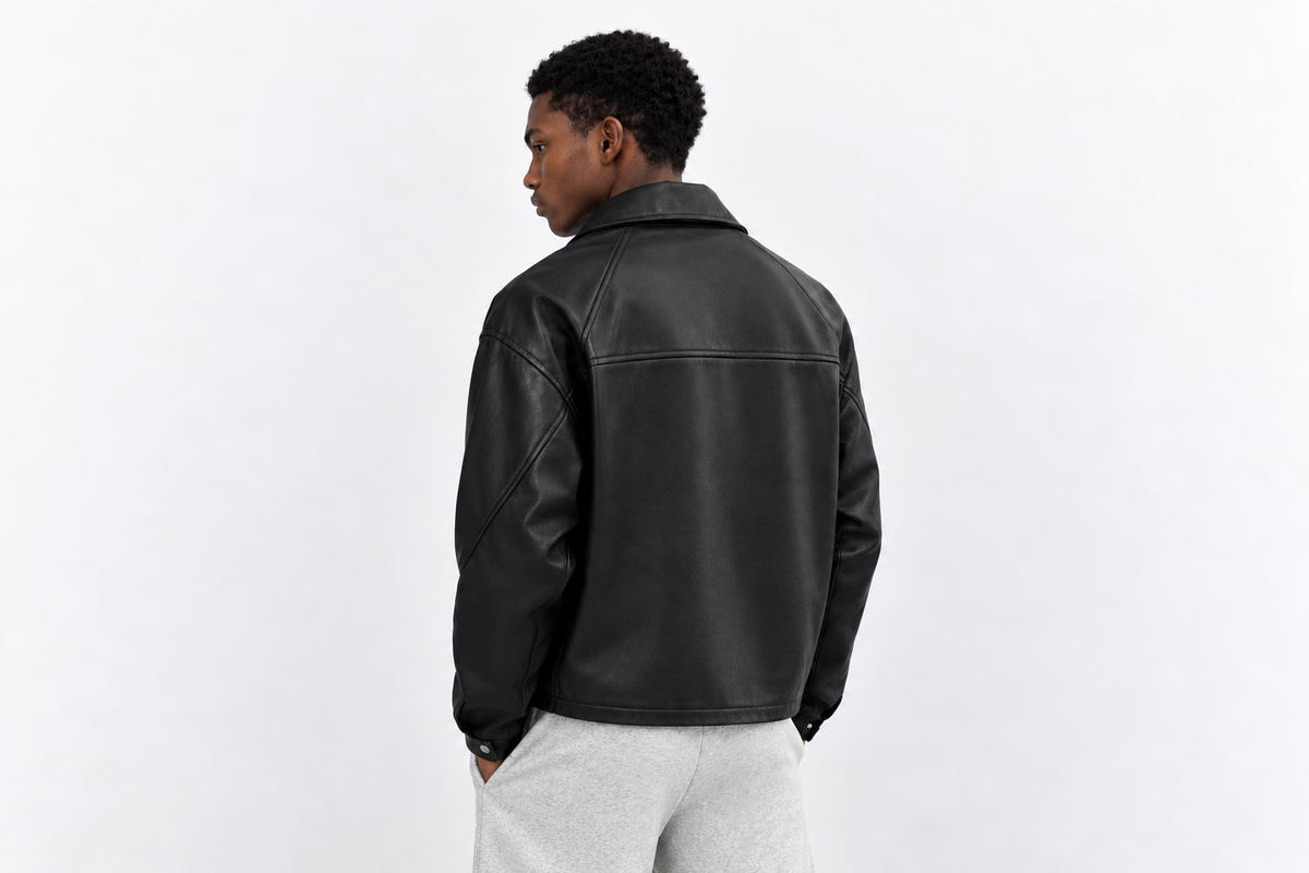 Black Oversized Leather Jacket