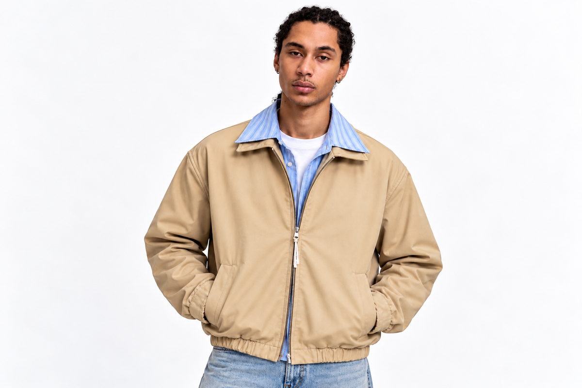 Classic Beige Bomber Jacket