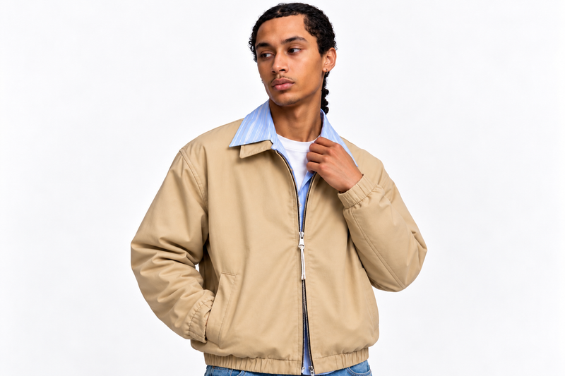 Classic Beige Bomber Jacket